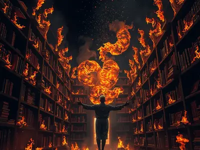 The Burning of the Library — cover